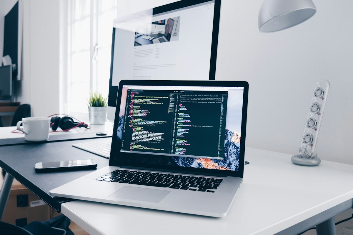 Laptop on a bright, minimal desk