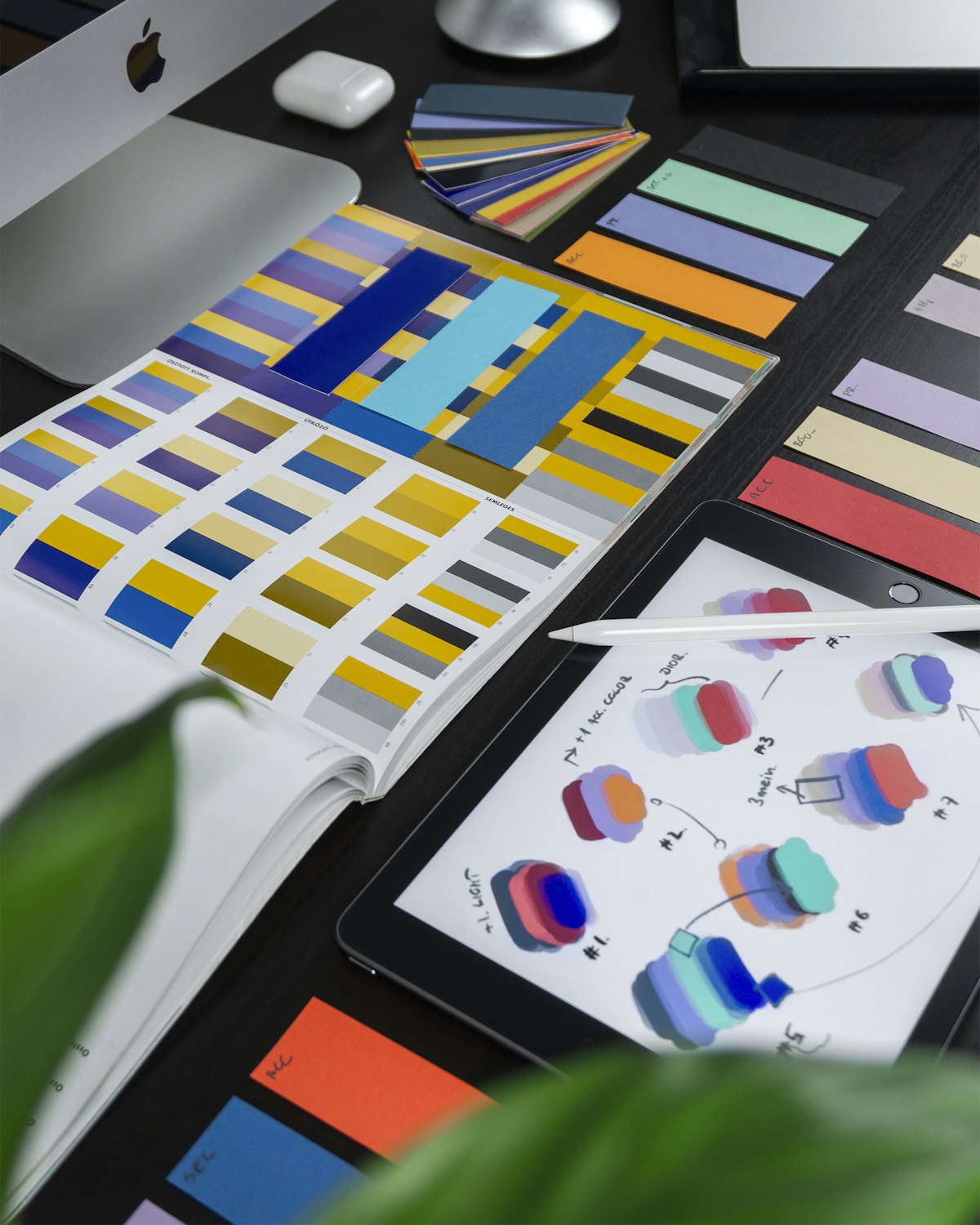 Colour swatches and design sketches